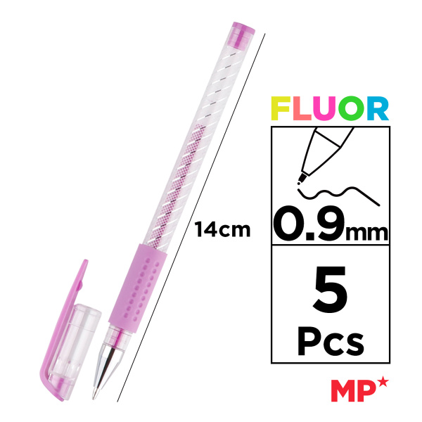 Alternative view of MP σετ στυλό fluorescent ballpoint PE124-5, 0.9mm, πολύχρωμα, 5τμχ