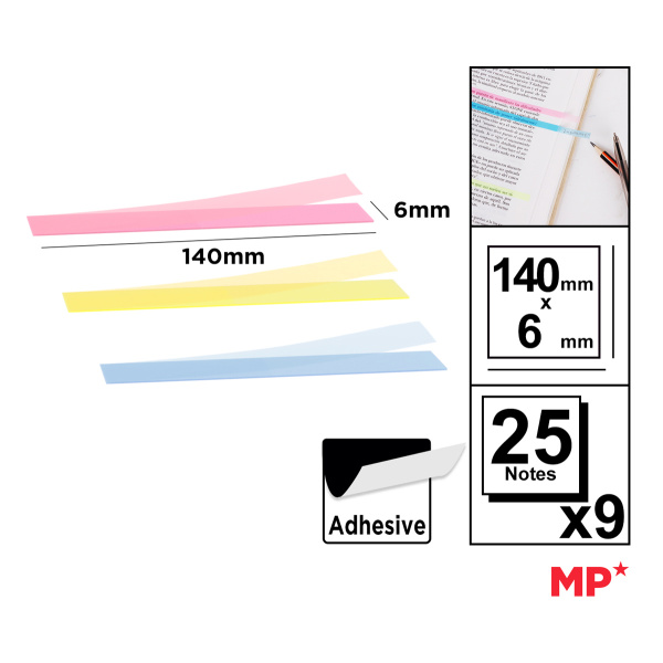 Alternative view of MP αυτοκόλλητα χαρτάκια σημειώσεων PN352-02, διάφανα, 140x6mm, 225τμχ