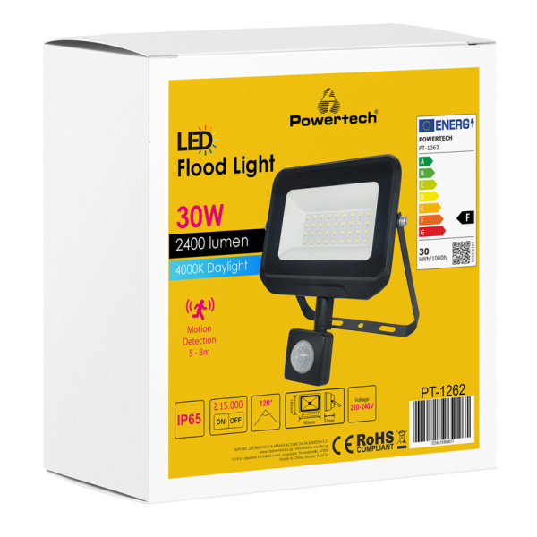 Alternative view of POWERTECH LED προβολέας PT-1262, με αισθητήρα κίνησης, 30W, 4000K, IP65