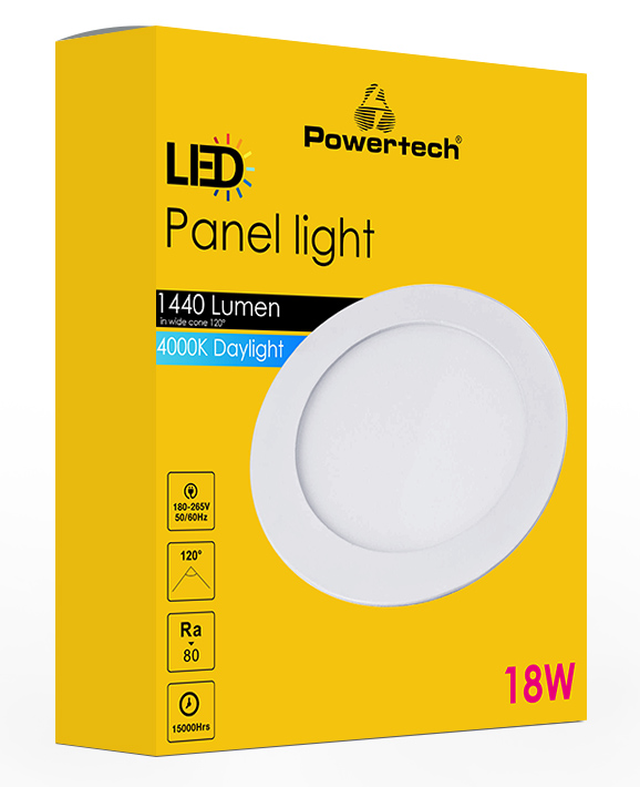 POWERTECH LED panel PT-1270 χωνευτό, 18W, Φ22cm, 4000K, 1440lm, λευκό - Image 3