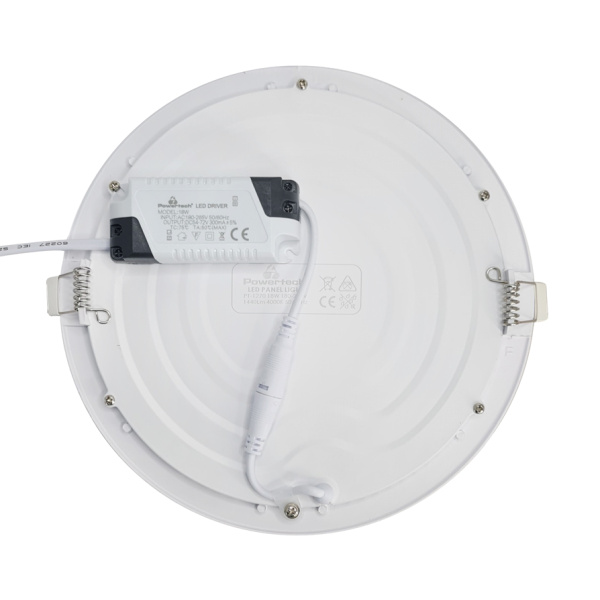 Alternative view of POWERTECH LED panel PT-1270 χωνευτό, 18W, Φ22cm, 4000K, 1440lm, λευκό