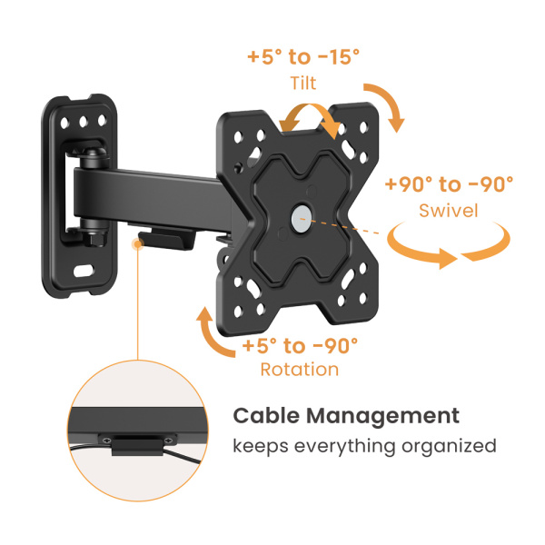 Alternative view of POWERTECH επιτοίχια βάση τηλεόρασης PT-1277, 13-32", έως 20kg, full motion