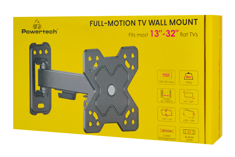 POWERTECH επιτοίχια βάση τηλεόρασης PT-1277, 13-32", έως 20kg, full motion - Image 4