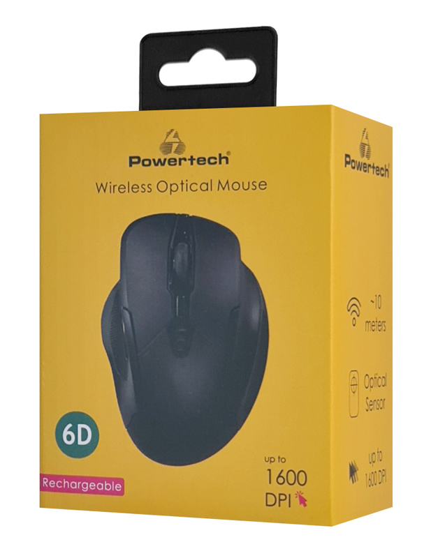 POWERTECH ασύρματο ποντίκι PT-1288, USB δέκτης, έως 1600DPI, 400mAh, μαύρο - Image 6