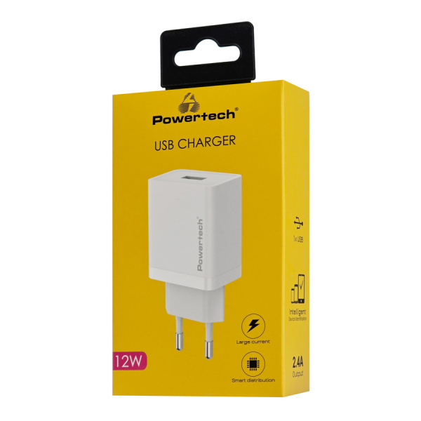 Alternative view of POWERTECH φορτιστής τοίχου PT-1320, USB, 12W, λευκός
