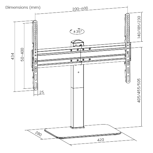 POWERTECH επιτραπέζια βάση τηλεόρασης PT-1328, 37-70", έως 40kg - Image 8