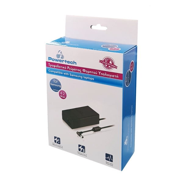 Alternative view of POWERTECH τροφοδοτικό για Samsung laptop PT-135, 42W, 14V/3A, λευκό