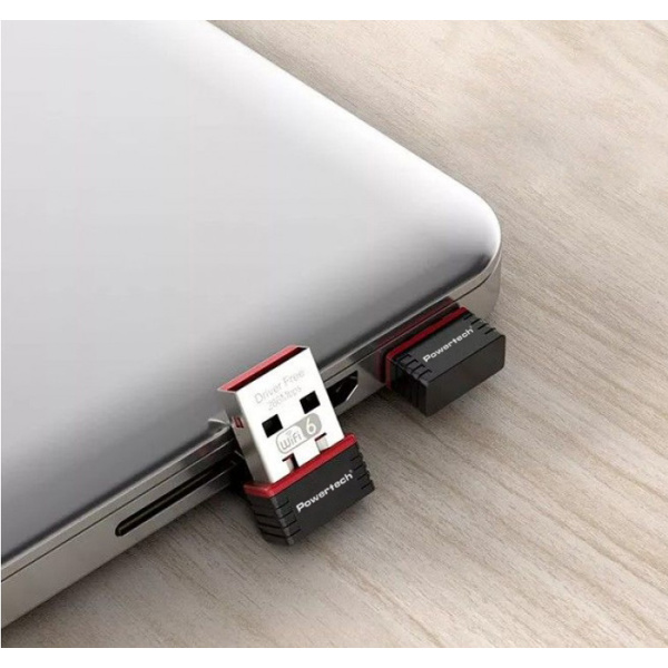 Alternative view of POWERTECH ασύρματος USB αντάπτορας δικτύου PT-1383, 300Mbps WiFi 6