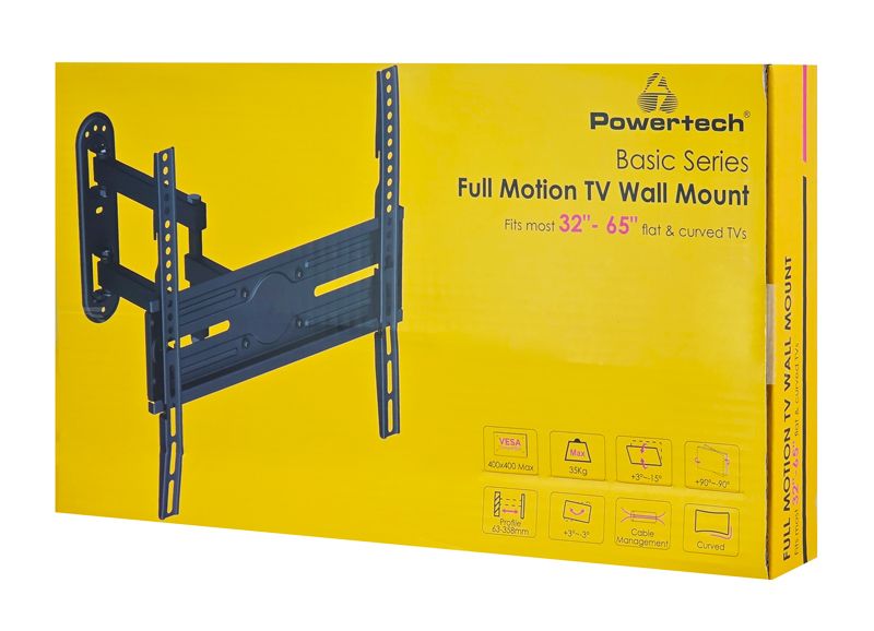 POWERTECH επιτοίχια βάση τηλεόρασης PT-1388, 32-65", έως 35kg, full motion - Image 8