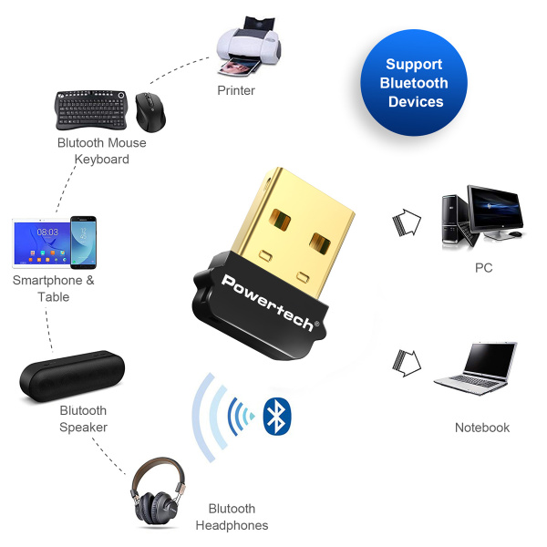 Alternative view of POWERTECH USB Bluetooth 5.1 αντάπτορας PT-1452 με εμβέλεια έως 20m