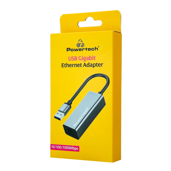 Alternative view of POWERTECH αντάπτορας δικτύου PT-1454, USB, 1000Mbps Ethernet, γκρι
