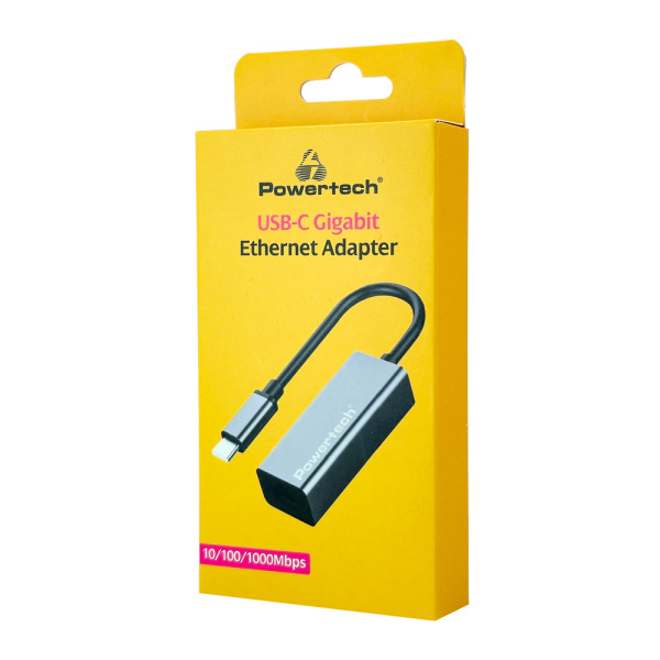 Alternative view of POWERTECH αντάπτορας δικτύου PT-1455, USB-C, 1000Mbps Ethernet, γκρι