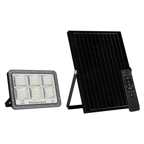 POWERTECH LED ηλιακός προβολέας PT-1457 με τηλεχειριστήριο, αισθητήρας κίνησης, 120W, 4000K, 1500lm, IP66