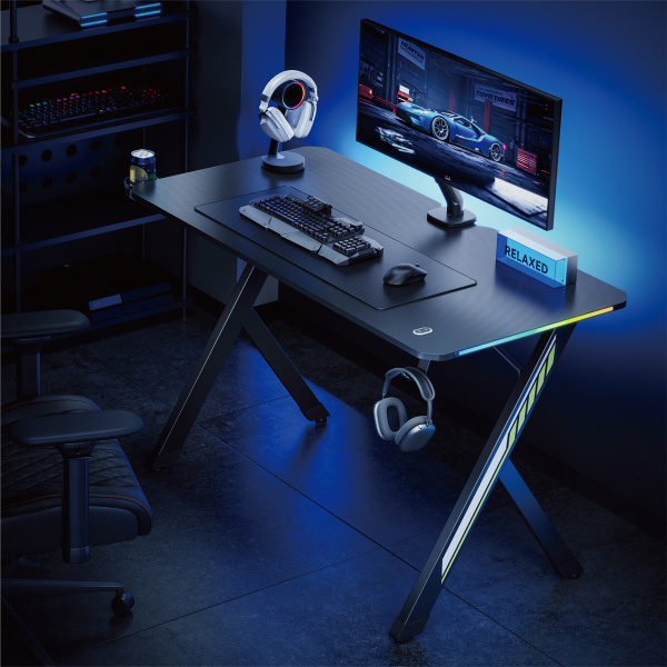 Alternative view of POWERTECH gaming γραφείο PT-1498 με RGB φωτισμό, 120x60x75cm, μαύρο