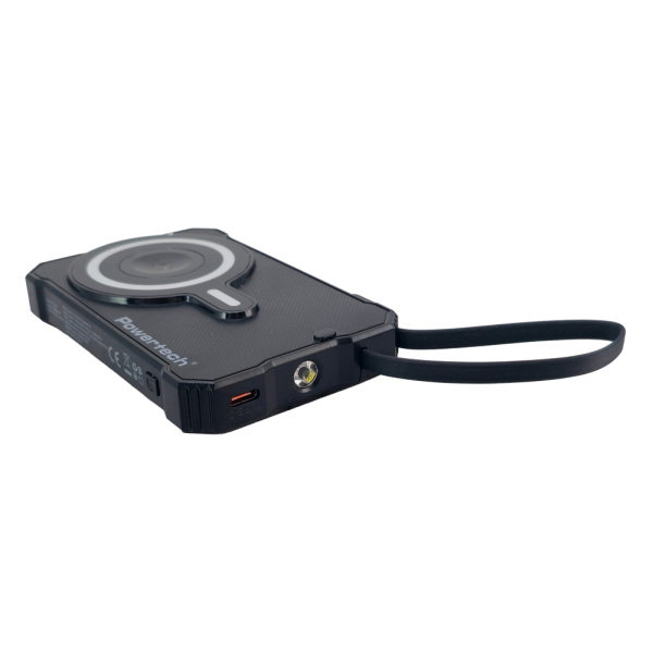 Alternative view of POWERTECH ηλιακό power bank PT-1505 με καλώδιο & φακό, 10000mah, magnetic wireless, 35W, μαύρο