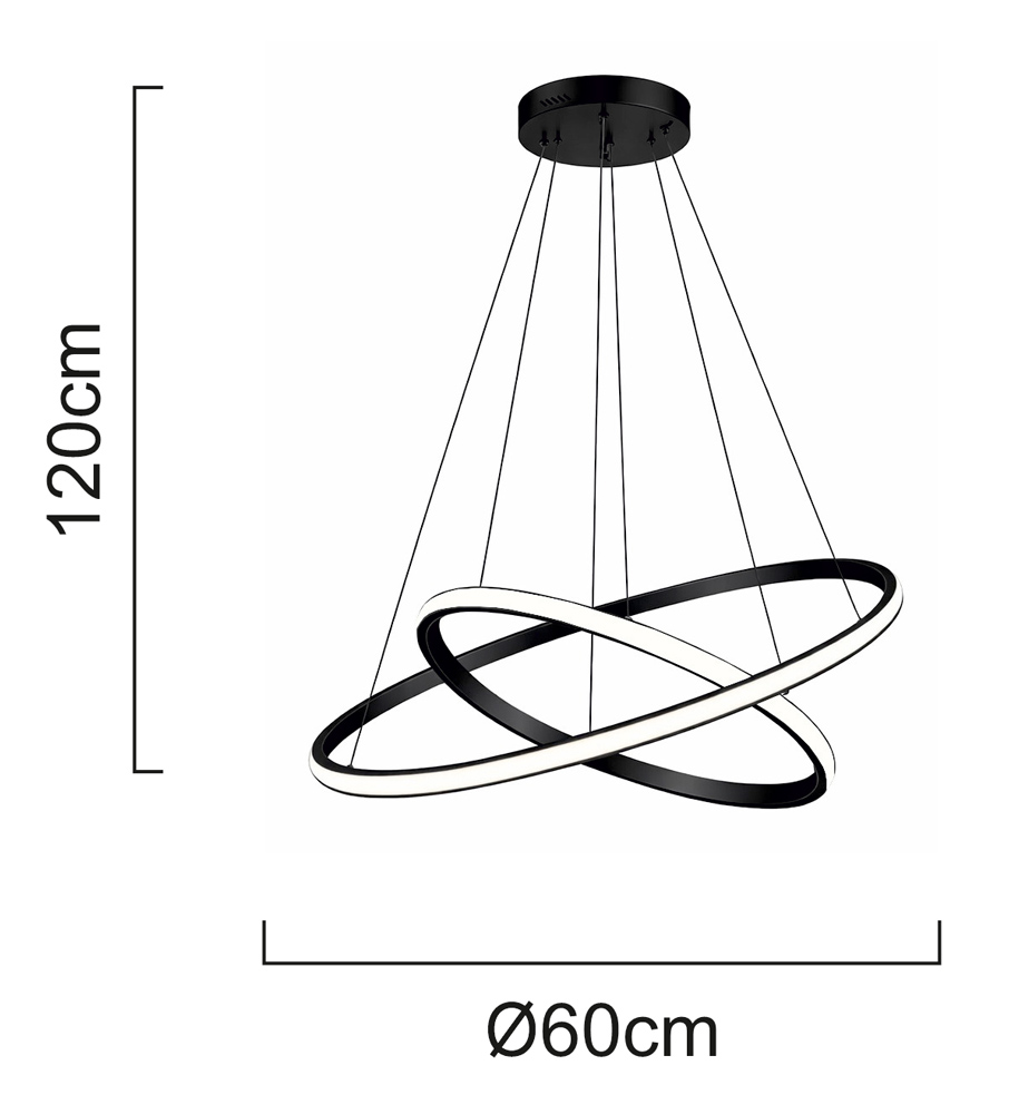 POWERTECH LED φωτιστικό οροφής PT-1527, 40W, 4000K, Φ60x120cm, μαύρο - Image 4