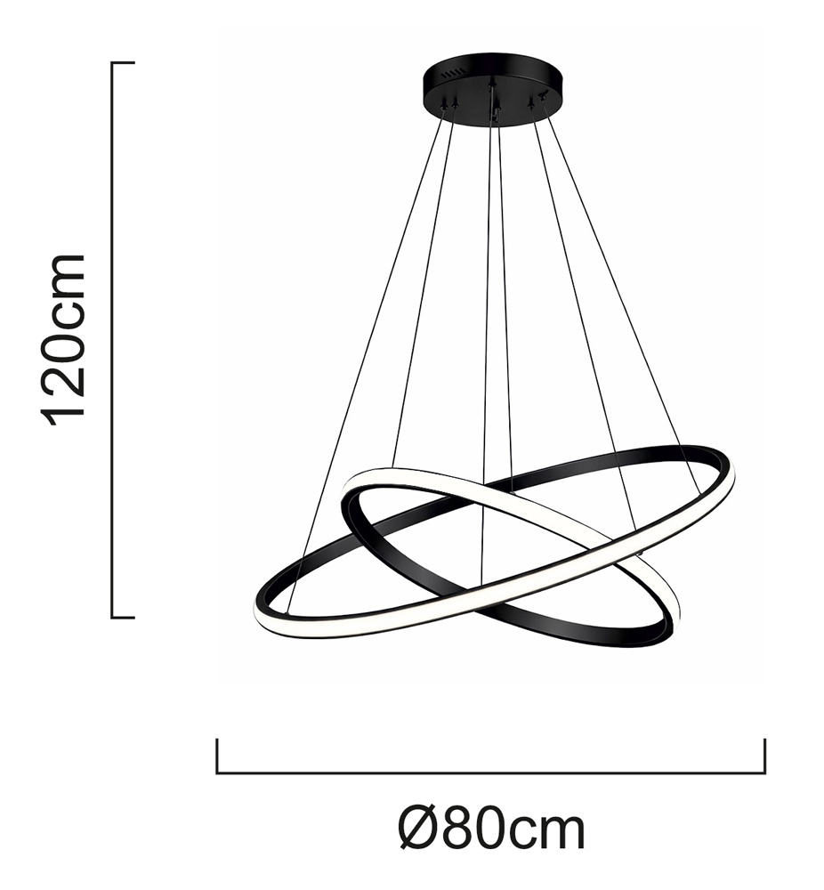 POWERTECH LED φωτιστικό οροφής PT-1529, 60W, 4000K, Φ80x120cm, μαύρο - Image 4