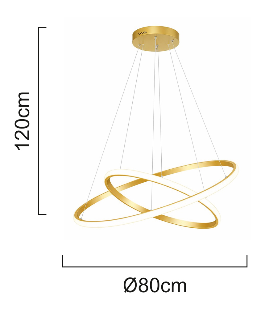 POWERTECH LED φωτιστικό οροφής PT-1530, 60W, 4000K, Φ80x120cm, χρυσό - Image 4