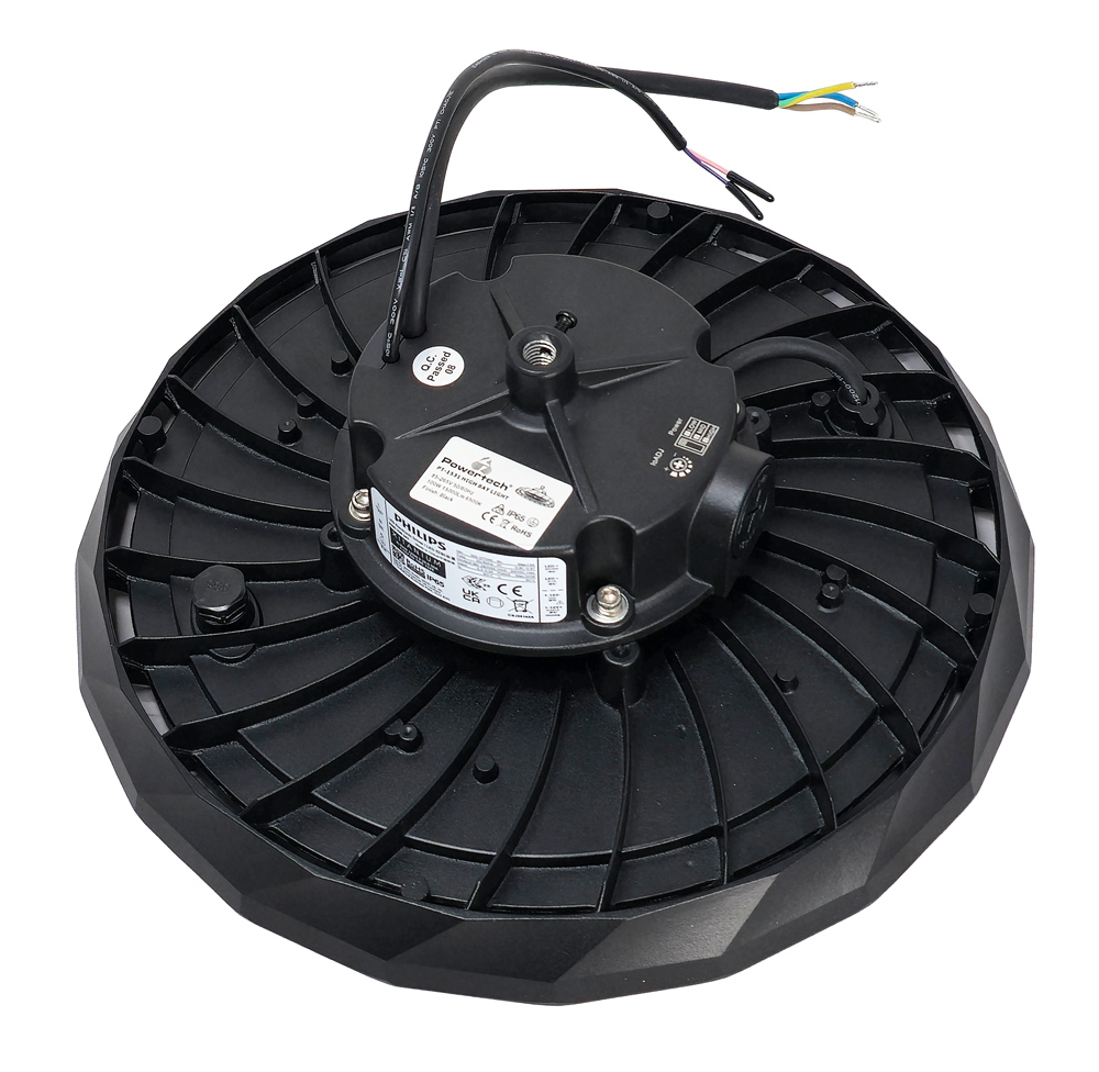 POWERTECH LED φωτιστικό καμπάνα PT-1531, 100W, 6500K, Φ30x11cm, IP65, μαύρο - Image 3