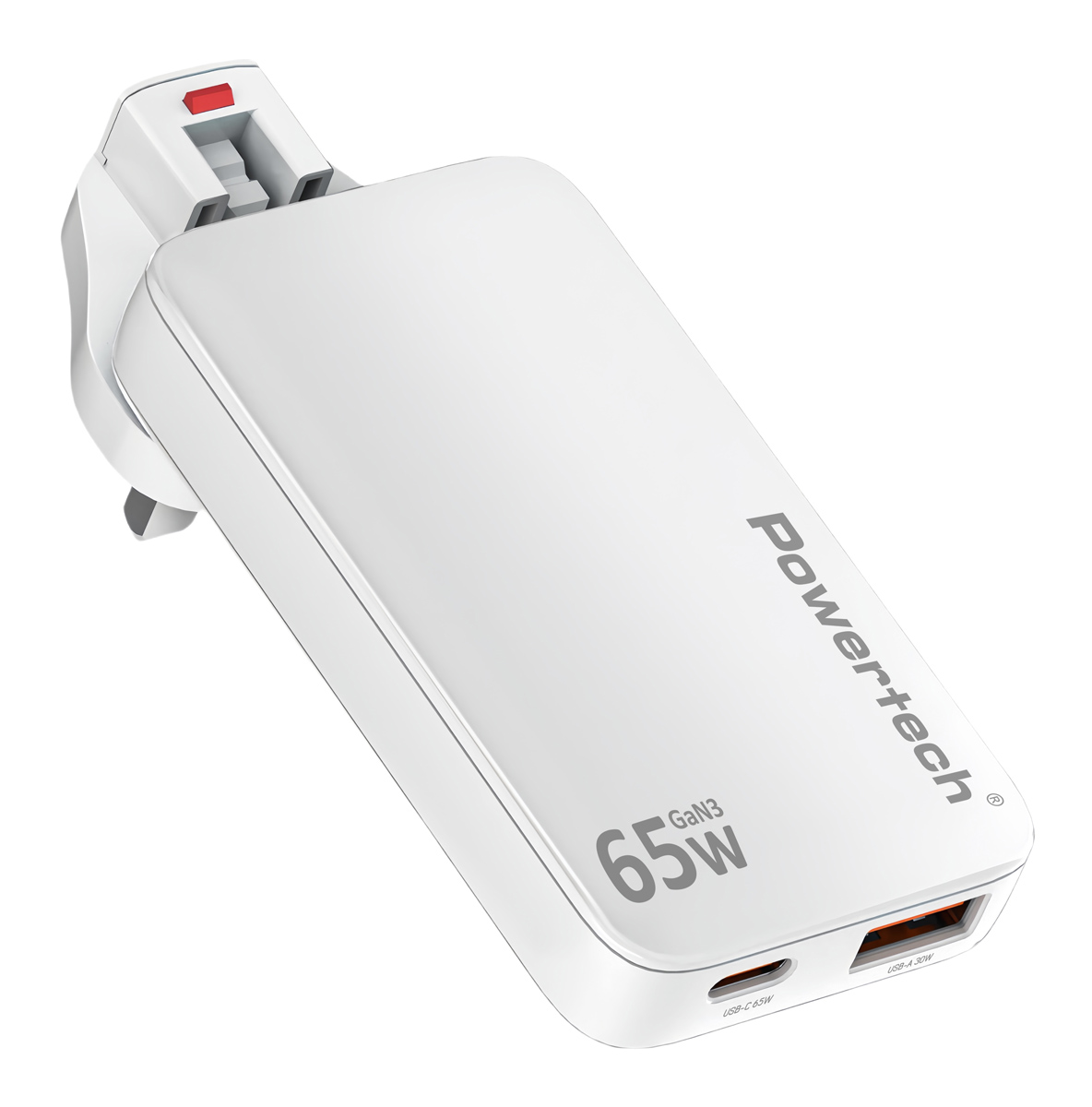 POWERTECH φορτιστής τοίχου PT-1532, EU/UK/CN βύσμα, USB/USB-C, 65W, GaN, λευκός - Image 3
