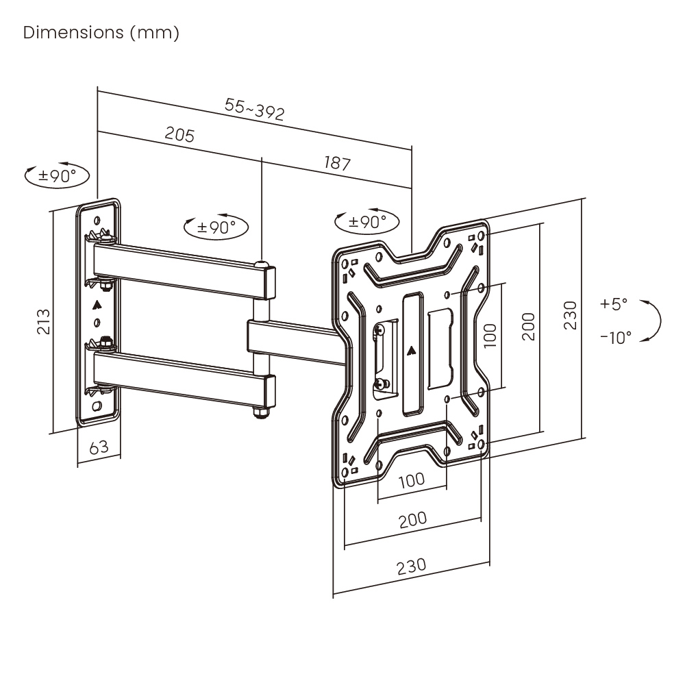 POWERTECH επιτοίχια βάση τηλεόρασης PT-1556, 23-43", έως 30kg, full motion - Image 5