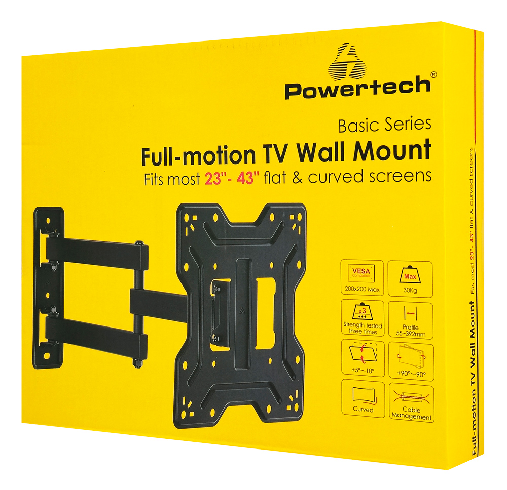 POWERTECH επιτοίχια βάση τηλεόρασης PT-1556, 23-43", έως 30kg, full motion - Image 6