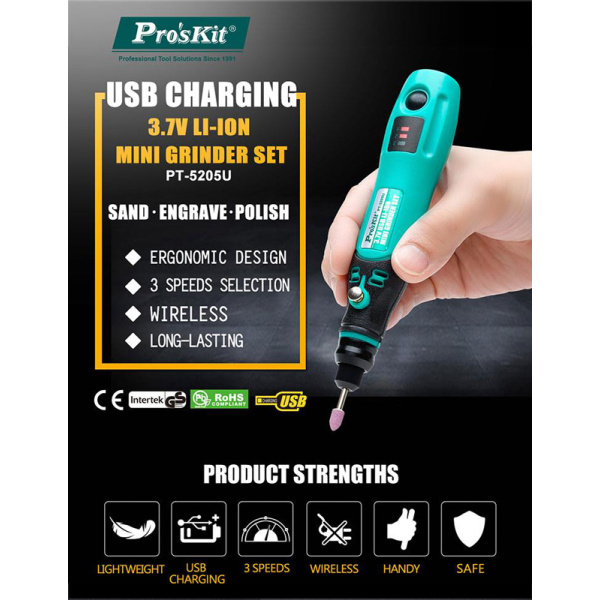 Alternative view of PROSKIT περιστροφικό πολυεργαλείο PT-5205U, 3.7V, 600mah, έως 15000rpm