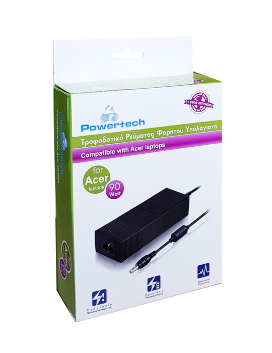 POWERTECH τροφοδοτικό laptop PT-57 για Acer, 19V, 90W - Image 2
