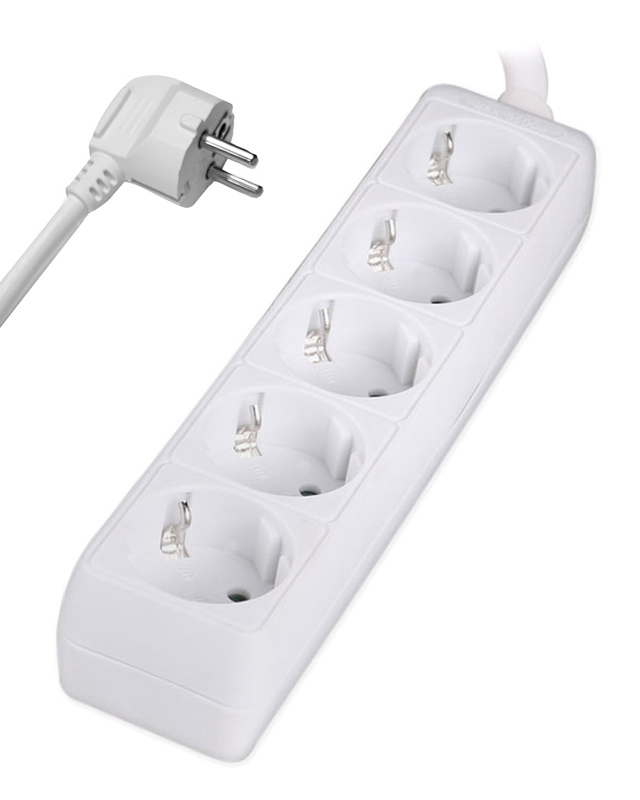 POWERTECH πολύπριζο PT-869, 5x schuko, 16A, 1.5m, λευκό