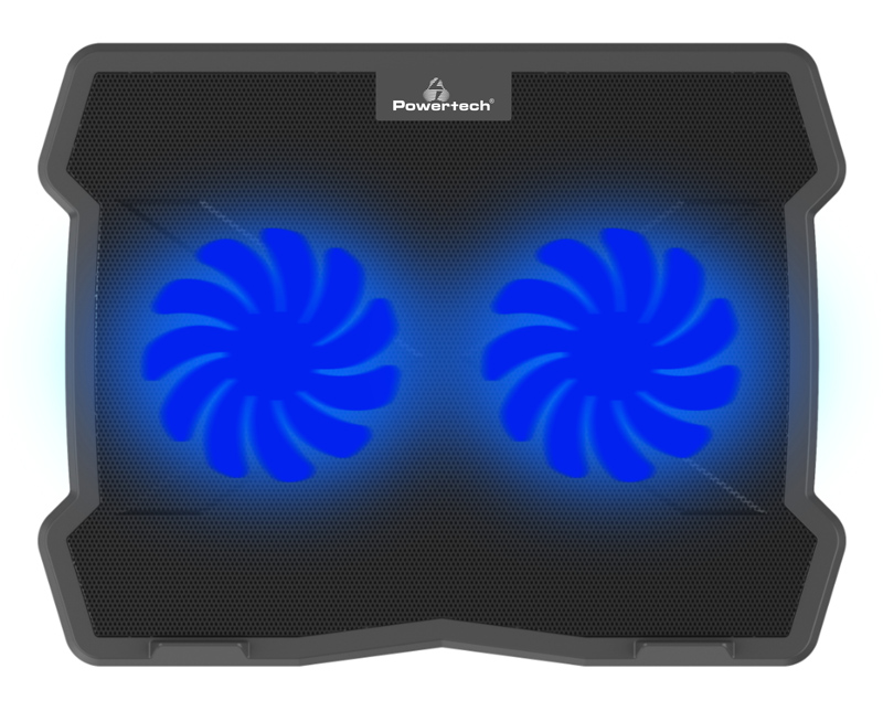 POWERTECH Βάση & ψύξη laptop PT-930, έως 15.6", 2x 125mm fan, LED, μαύρο - Image 3