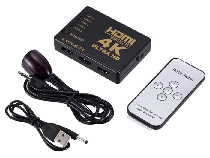 POWERTECH HDMI amplifier switch PTH-052 με τηλεχειριστήριο, 5 σε 1, 4K - Image 4