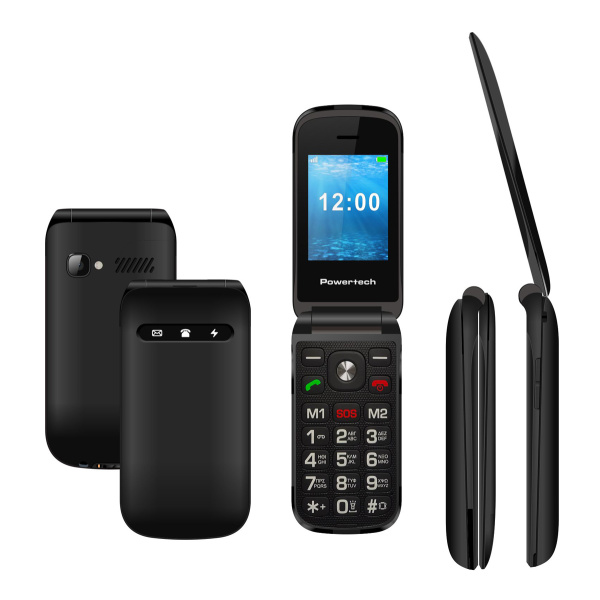 Alternative view of POWERTECH κινητό τηλέφωνο Milly Flip V2, 2.4", dual SIM, πλήκτρο SOS, μαύρο