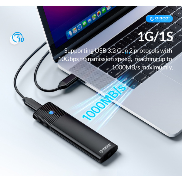 Alternative view of ORICO θήκη για Μ.2 NVMe SSD PWM2-G2-BK-EP, 10Gbps, έως 4TB, μαύρη