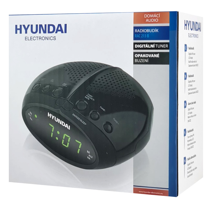 HYUNDAI επιτραπέζιο ρολόι & ραδιόφωνο RAC213B με ξυπνητήρι, μαύρο - Image 3