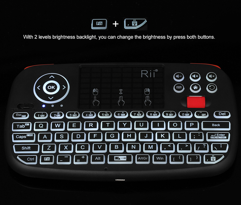 RIITEK ασύρματο mini πληκτρολόγιο i4, backlit, Bluetooth & 2.4GHz, μαύρο - Image 6