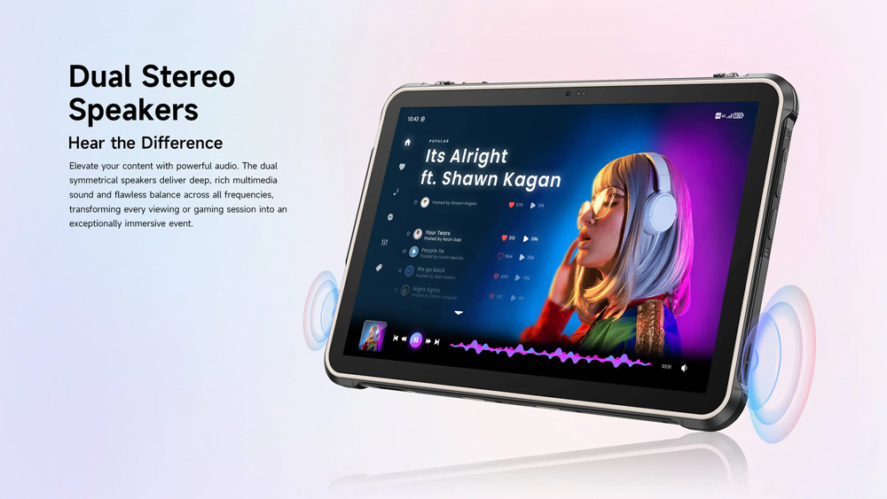 ULEFONE tablet RugKing Pad 2 Pro, 10.1", 8/256GB, 10200mAh, IP68/IP69K/MIL-STD-810H, 4G, μαύρο - Image 7