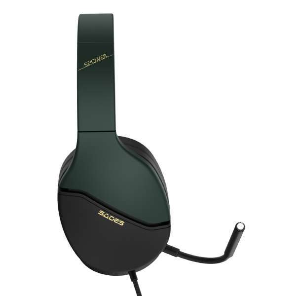 Alternative view of SADES gaming headset SPOWER, 3.5mm σύνδεση, 40mm, multi-platform, μαύρο/πράσινο