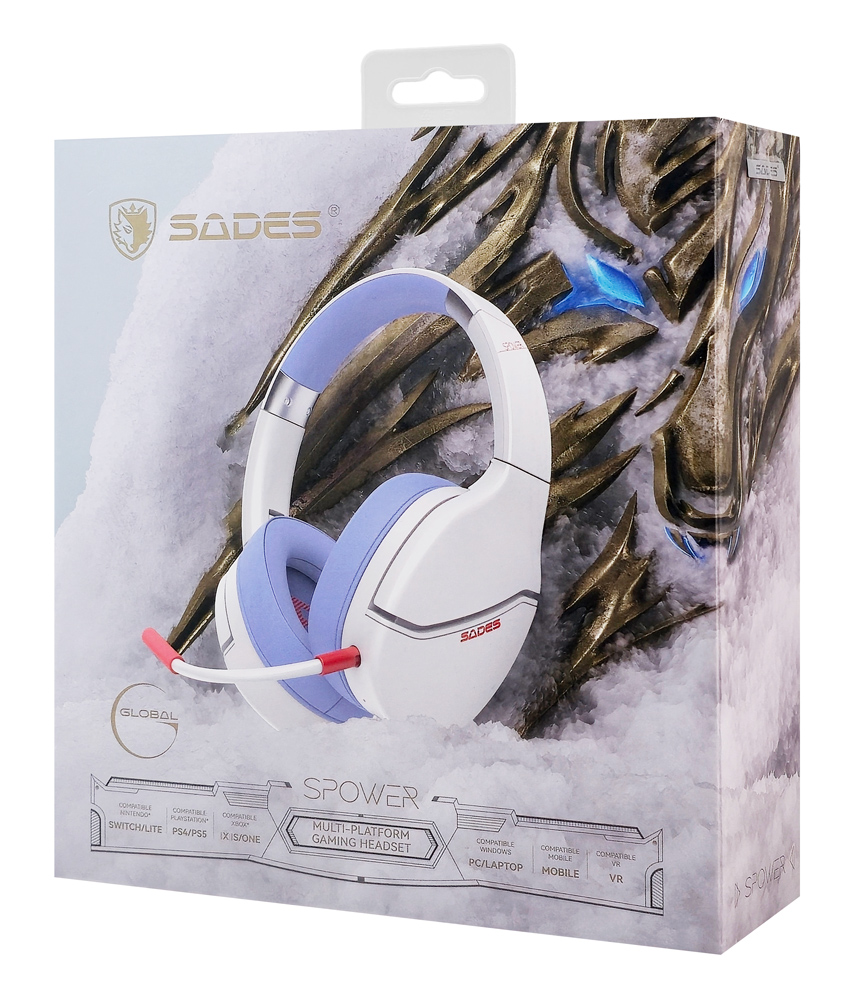 SADES gaming headset SPOWER, 3.5mm σύνδεση, 40mm, multi-platform, λευκό - Image 6