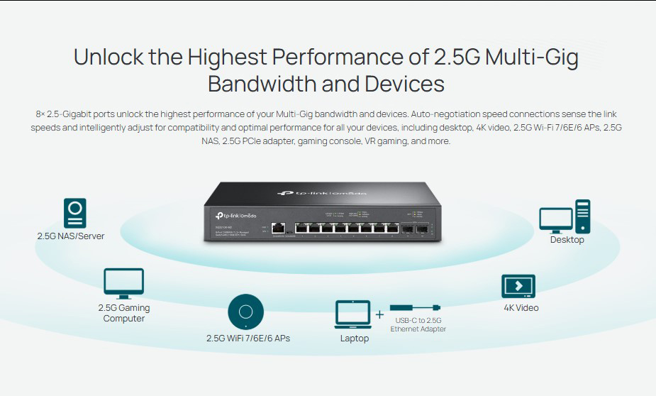 TP-LINK L2+ managed switch SG3210X-M2, 8x 2.5Gbps θύρες, V1.0 - Image 3