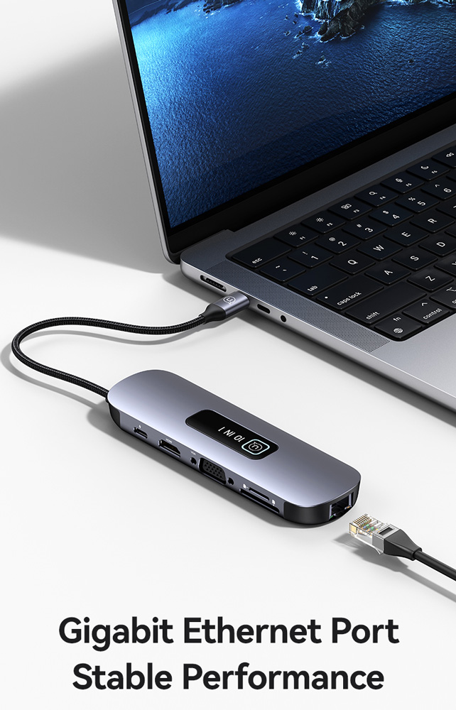 USAMS docking station US-SJ643, 8 θυρών, USB-C, 4K, 100W PD, LAN, γκρι - Image 5