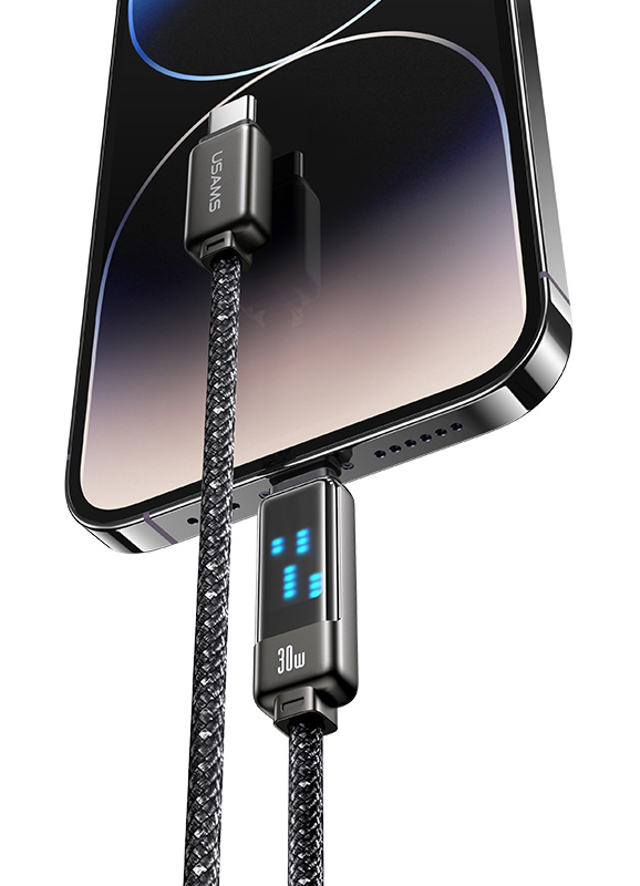 USAMS καλώδιο Lightning σε USB-C SJ743, 30W, 480Mbps, 1.2m, μαύρο - Image 3