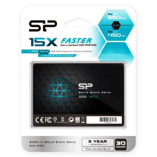 Alternative view of SILICON POWER SSD A55 1TB, 2.5", SATA III, 500-450MB/s, 7mm