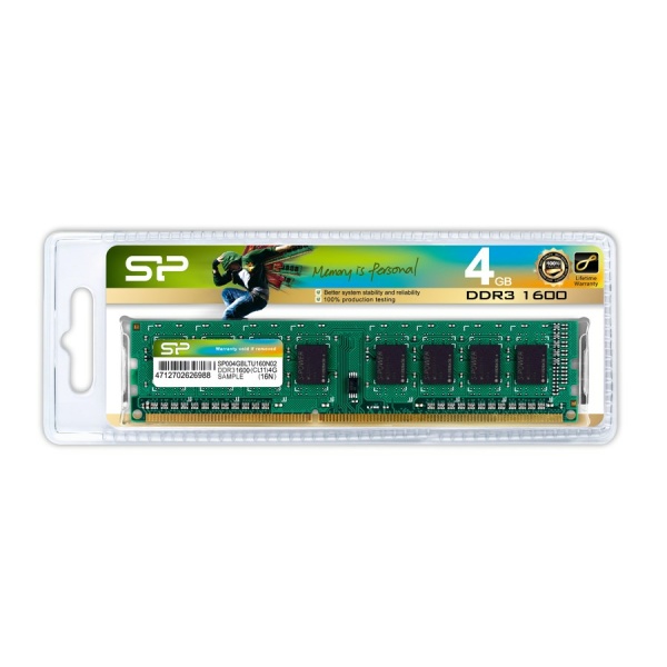 Alternative view of SILICON POWER μνήμη RAM DDR3, 1600MHz PC3-12800, 1.5V, 4GB