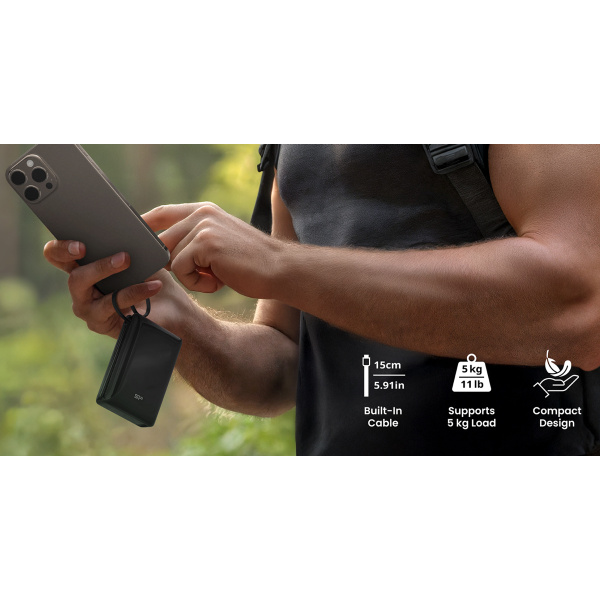 Alternative view of SILICON POWER power bank CP10 με καλώδιο USB-C, 2x θύρες εξόδου, 10000mAh, 20W, μαύρο