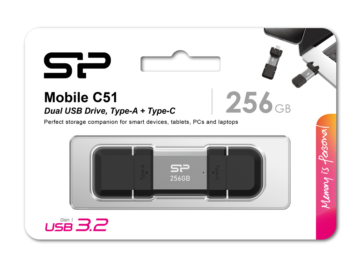 SILICON POWER USB Flash Drive C51, USB/USB-C, 256GB, 200MBps, ασημί - Image 6