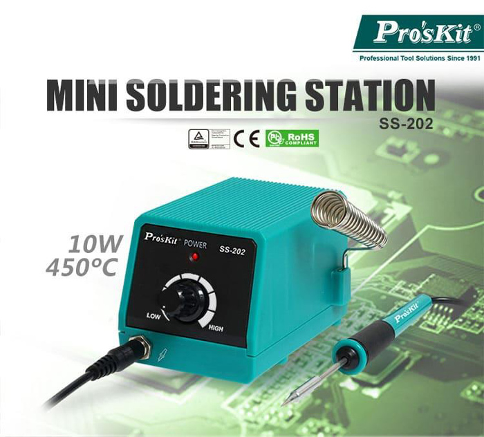 PROSKIT μίνι σταθμός συγκόλλησης SS-202F με κολλητήρι, 10W, 100~450 °C - Image 2
