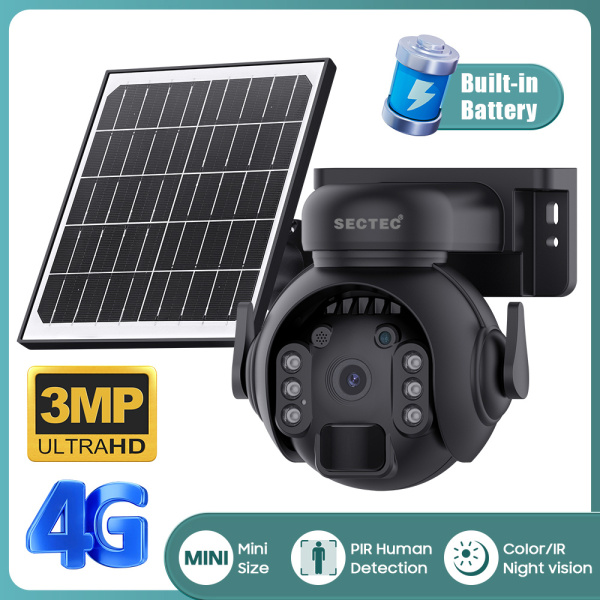 Alternative view of SECTEC smart ηλιακή κάμερα ST-515C-3M-4G-BK, 3MP, 4G, SD, PTZ, IP65