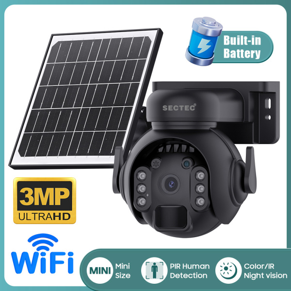 Alternative view of SECTEC smart ηλιακή κάμερα ST-515C-3M-5W-BK, 3MP, WiFi, SD, PTZ, IP65