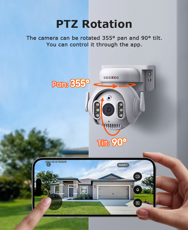 SECTEC smart κάμερα ST-515C-3MTY, 3MP, WiFi, SD, PTZ, IP65 - Image 2