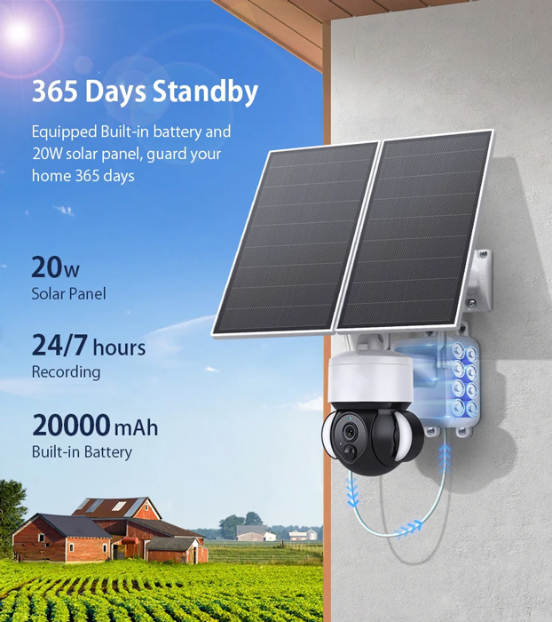 SECTEC smart ηλιακή κάμερα ST-518, 3MP, 4G, PIR, PTZ, SD, 20000mAh, IP65 - Image 3